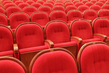 Background of red theatrical red chairs