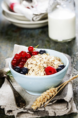 Breakfast with oats and berries