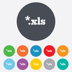Excel file document icon. Download xls button.