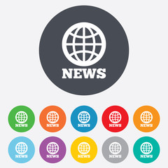 News sign icon. World globe symbol.