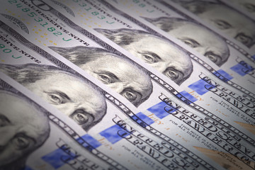 Extreme close-up of one hundred bill