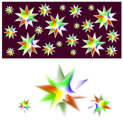 Purple background with stars of various colors
