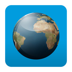 Etiqueta tipo app cuadrada azul planeta tierra