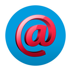 Obraz premium Etiqueta tipo app redonda azul arroba