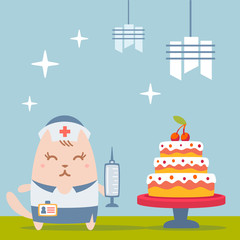 Naklejka premium Character nurse in uniform with a medical cap colorful flat