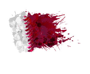 Flag of Qatar made of colorful splashes