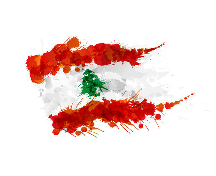 Flag of Lebanon made of colorful splashes