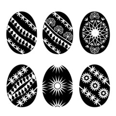 Set of Black Easter Eggs with Patterns