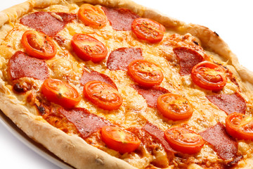 Pizza on white background