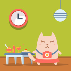 Character photographer with a camera colorful flat