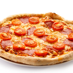 Pizza on white background
