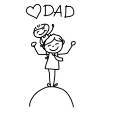 hand drawing cartoon happy father's day