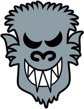 gray monster face smiling clip art preview