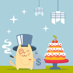 Character  rich gentleman in a hat cylinder and a monocle  color