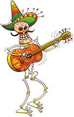 Cool Mexican skeleton playing guitar