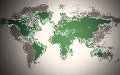 Weltkarte flüssig- grün