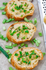 Bruschetta with cheese and scallion