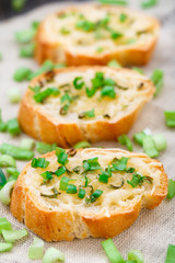 Bruschetta with cheese and scallion