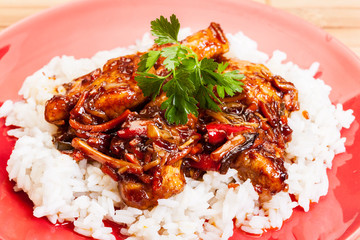 Sweet and sour pork and rice