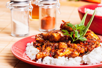 Sweet and sour pork and rice