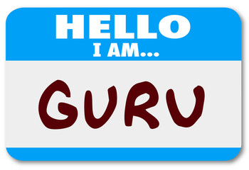 Guru Word Name Tag Sticker Teacher Guide Mentor Expert