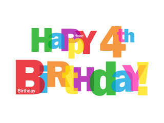 "HAPPY 4TH BIRTHDAY" CARD (fourth four years old party message)