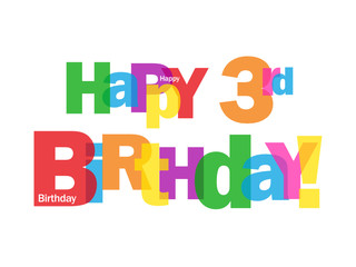 "HAPPY 3RD BIRTHDAY" CARD (third three years old party message)