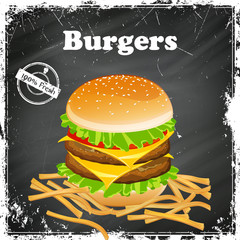 Vector Illustration of a Vintage Burger Poster