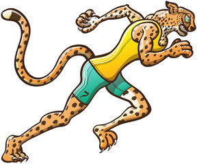 Naklejka premium Brave Spotted Cheetah Running a Race