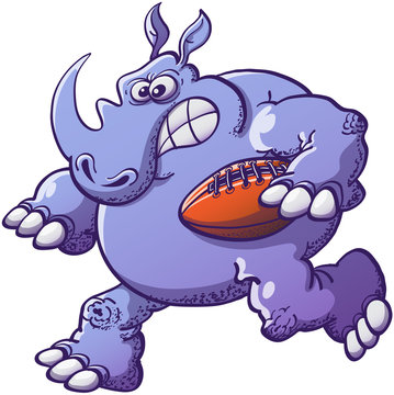 Brave Rhinoceros Playing Rugby