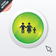 Complete family with one child sign icon.