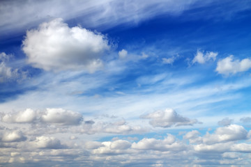 Beautiful blue sky with clouds. Composition of Nature.