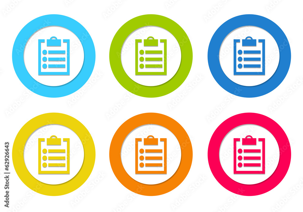Poster colorful rounded icons with notepad symbol