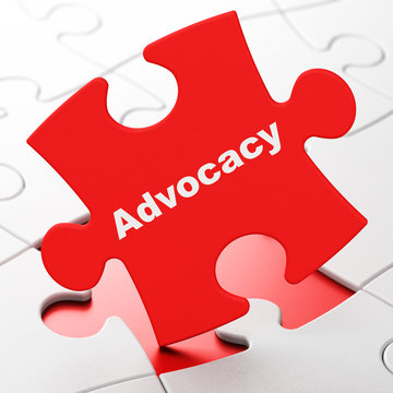 Law concept: Advocacy on puzzle background