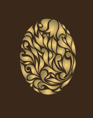 Floral gold Easter card vector