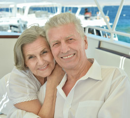 Senior couple having boat ride