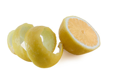 Fototapeta na wymiar Lemon twist and sliced
