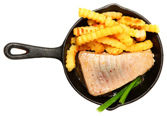 Oven Baked Sashimi Tuna with Fries and Green Onion