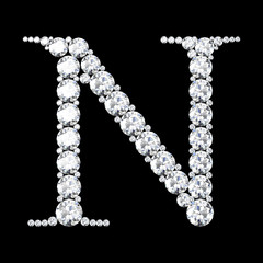 diamond letters with gemstones isolated on black