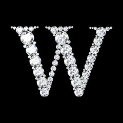 diamond letters with gemstones isolated on black