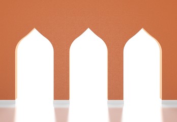 Muslim style arches,Islamic architecture. 3d render