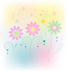 Abstract floral retro background vector