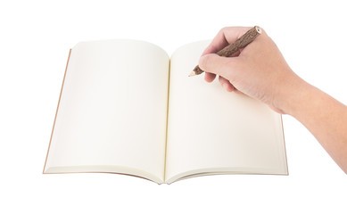 Hand write on notebook, isolated on white