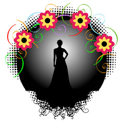 Supermodel graphic with colorful flowers