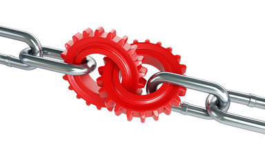red gears chain links