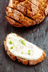 Fresh cream cheese with herbs