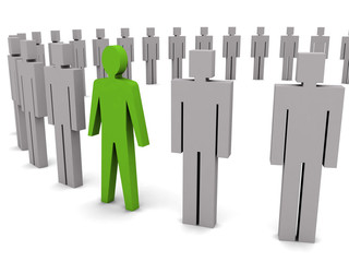 Unique person in row.