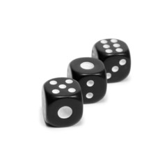 Three dice isolated on white background