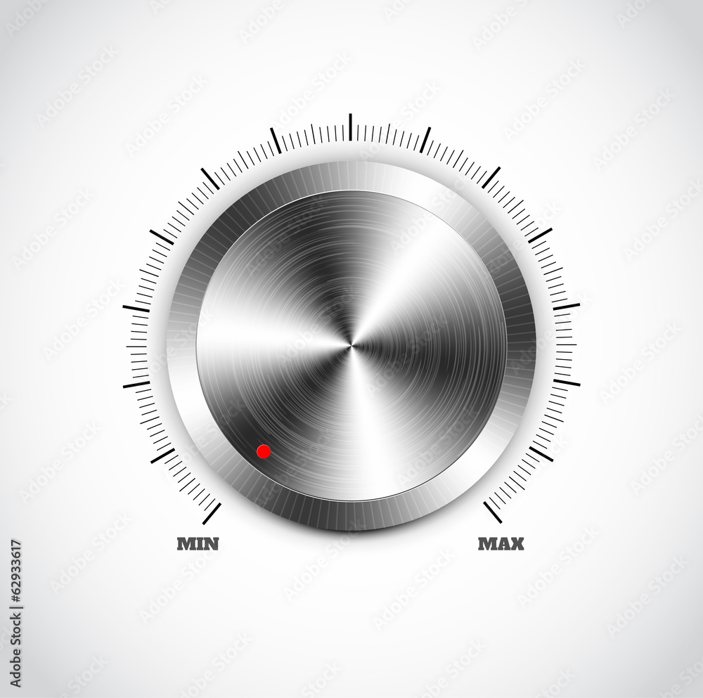 Poster realistic metal button with circular processing