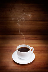 Cup of coffee with smoke